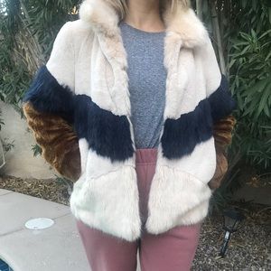 Zara Faux Fur Cream Coat Size M